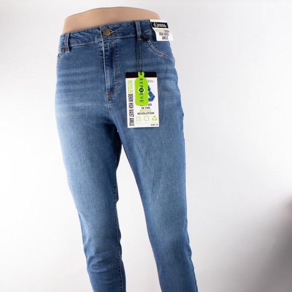 d. Jeans High Waist Ankle 16 (35 X 26) Women's Recycled Denim Jeans Medium Wash - Picture 1 of 12